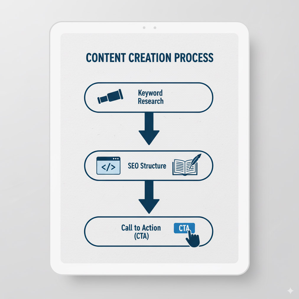 The four-step recipe for creating high-performance blog content: research, SEO, storytelling, and CTAs